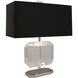 Jacqueline 22 inch 100.00 watt Polished Nickel with Lucite Accent Lamp Portable Light in Black With Matte Silver