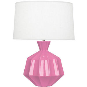 Orion 27 inch 150.00 watt Schiaparelli Pink Table Lamp Portable Light, Polished Nickel Accents