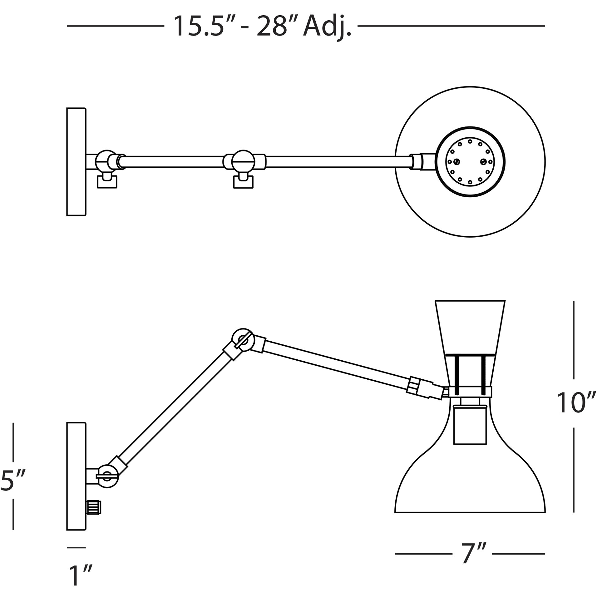 Clare Adjustable Armed Wall Sconce Wall Light in Modern Brass, Sunset Yellow
