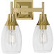 Grace 2 Light 13.13 inch Modern Brass Wall Sconce Wall Light