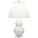 Small Double Gourd 22 inch 150 watt Matte Lily Glazed Ceramic with Lucite Base Accent Lamp Portable Light in Pearl Dupioni