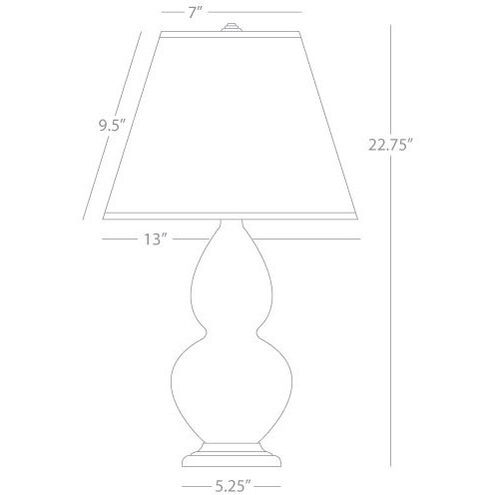 Small Double Gourd 22.75 inch 150.00 watt Bone Glazed Ceramic with Antique Natural Brass Accent Lamp Portable Light in Pearl Dupioni