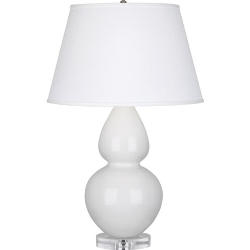 Double Gourd 30 inch 150.00 watt Lily Glazed Ceramic with Lucite Base Table Lamp Portable Light in Pearl Dupioni