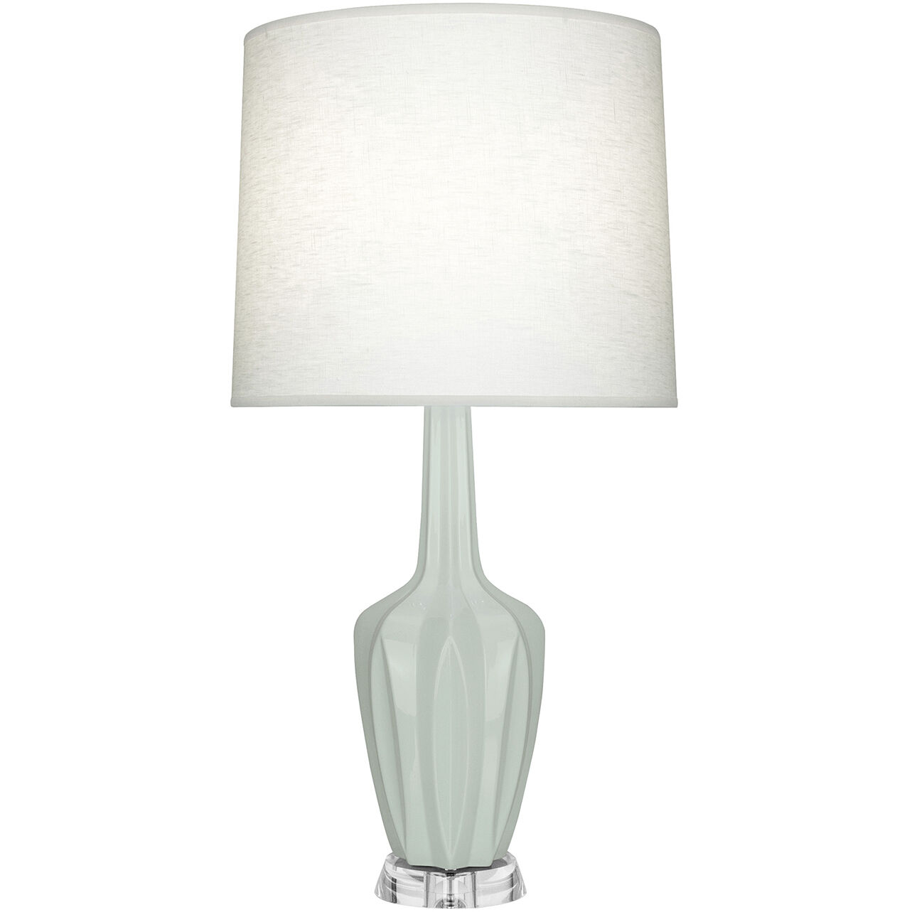 Small Emma 30 inch 150.00 watt Celadon Glazed Ceramic with Polished Nickel and Lucite Accent Lamp Portable Light