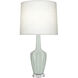 Small Emma 30 inch 150.00 watt Celadon Glazed Ceramic with Polished Nickel and Lucite Accent Lamp Portable Light