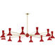 Clare 12 Light 76 inch Modern Brass Chandelier Ceiling Light in Ruby Red