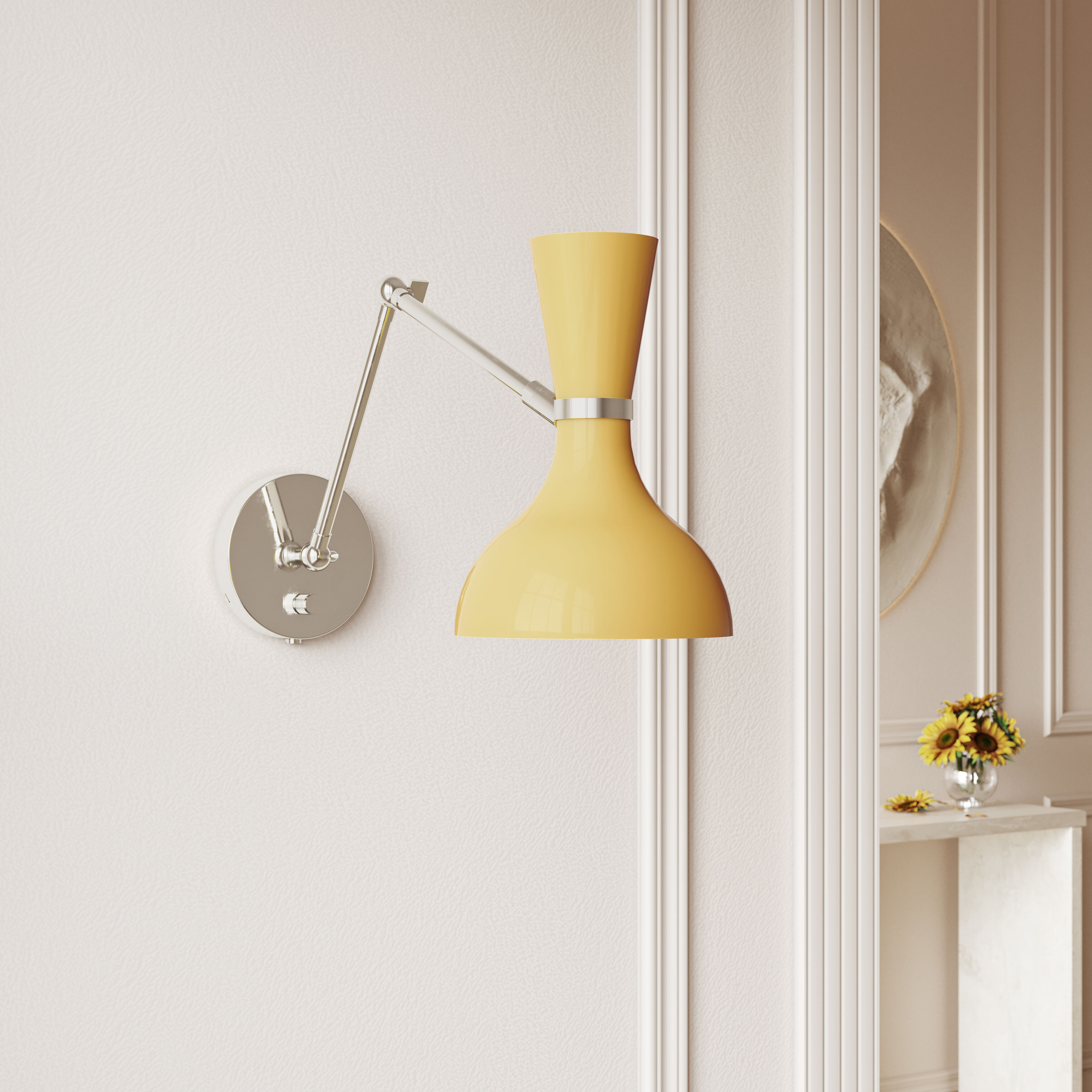 Clare 1 Light 7 inch Sunset Yellow with Polished Nickel Adjustable Armed Wall Sconce Wall Light
