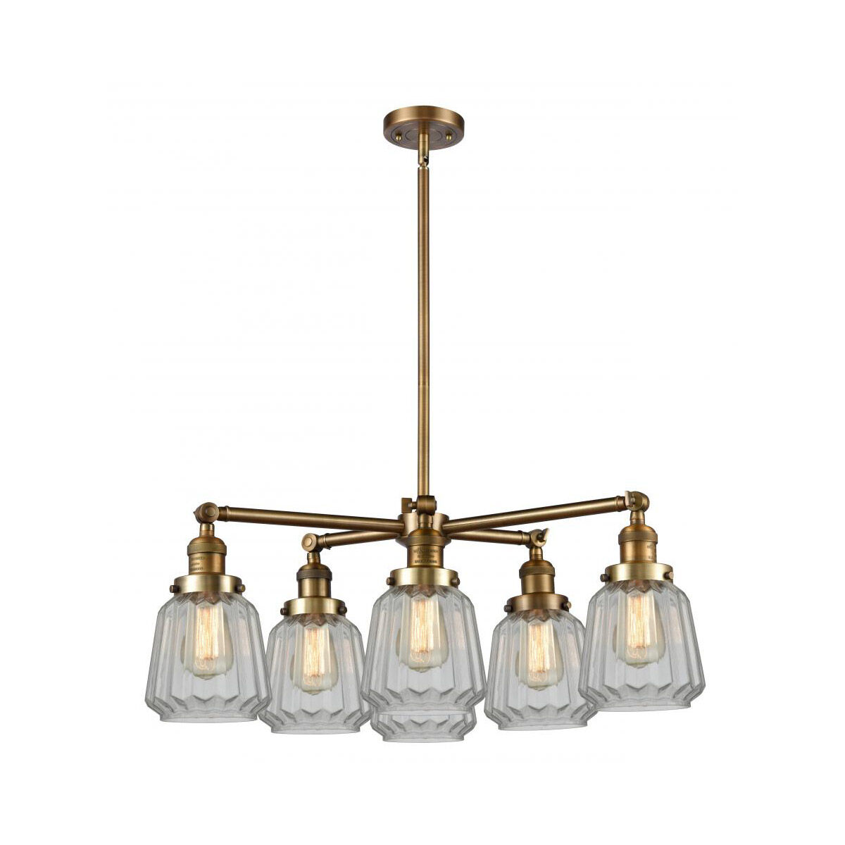 Franklin Restoration Chatham 6 Light 30 inch Brushed Brass Chandelier Ceiling Light in Incandescent, Clear Glass, Franklin Restoration