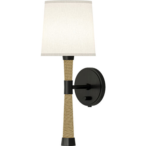 Hatteras Wall Sconce Wall Light in Deep Patina Bronze, White Fondine Fabric
