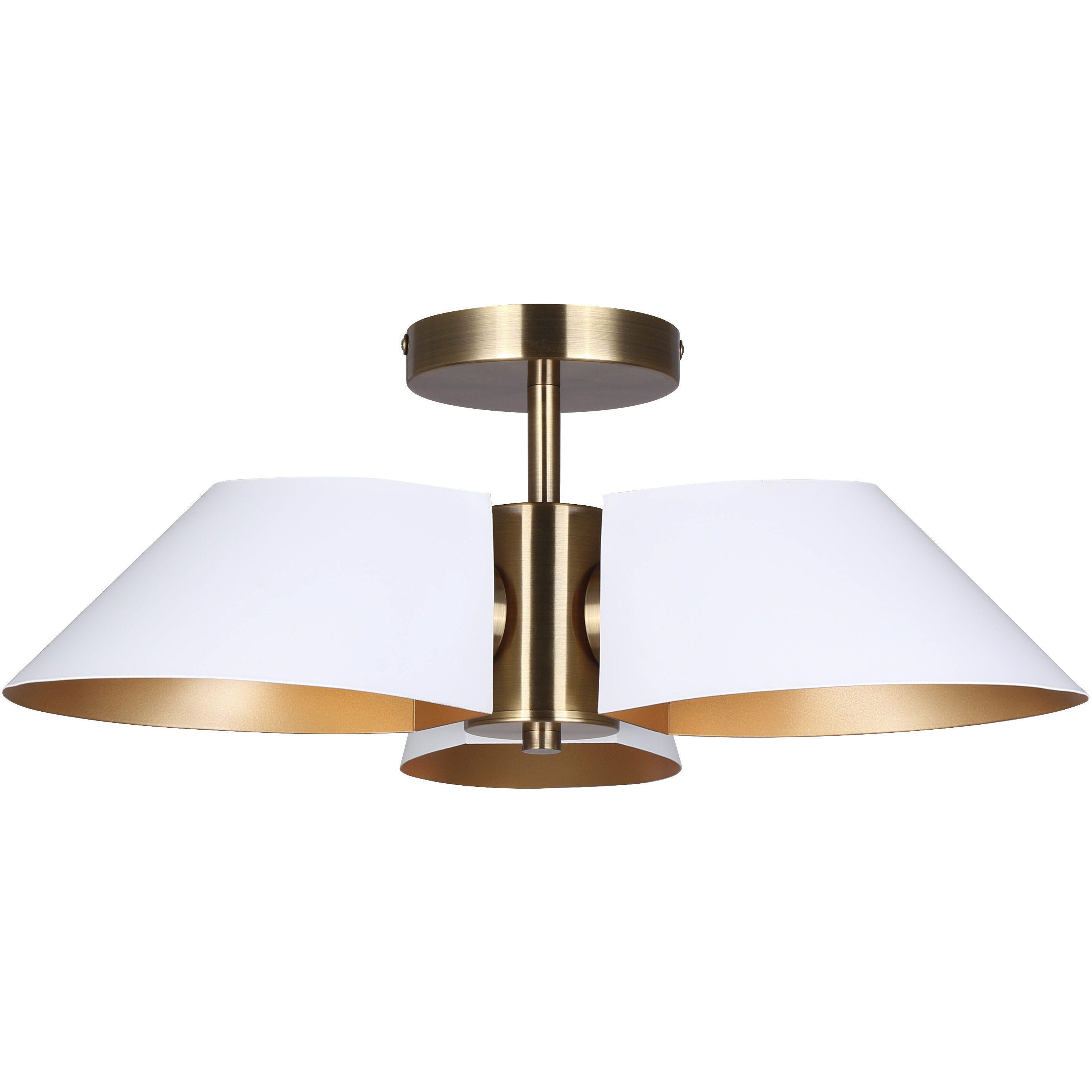 Daxton 3 Light 20 inch Matte White and Gold Semi-Flush Mount Ceiling Light