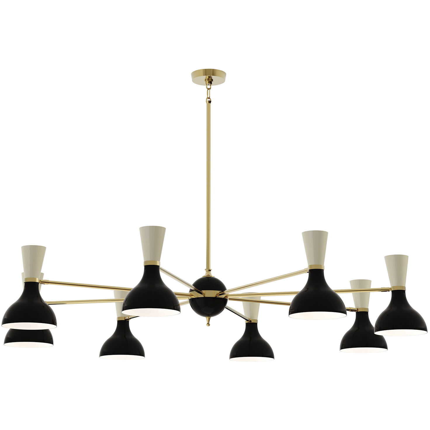 Clare LED 57 inch Modern Brass Chandelier Ceiling Light in Obsidian and Bone