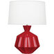 Orion 27 inch 150.00 watt Ruby Red Table Lamp Portable Light, Polished Nickel Accents