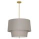 Decker 3 Light 24 inch Modern Brass Pendant Ceiling Light in Smoke Gray