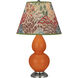 Small Double Gourd 22.75 inch 150.00 watt Pumpkin Glazed Ceramic with Antique Silver Accent Lamp Portable Light in Fall Floral