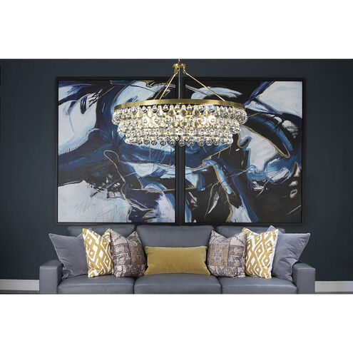 Bling 6 Light 35 inch Antique Brass Chandelier Ceiling Light