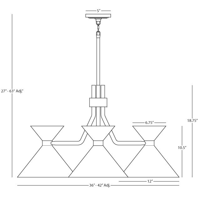 Cinch 3 Light 28.5 inch Matte Black Chandelier Ceiling Light