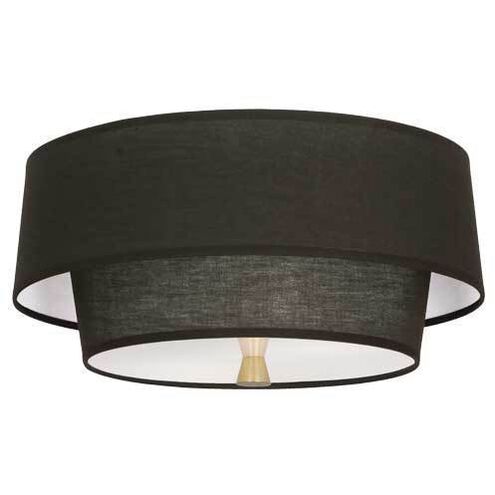 Decker 2 Light 17 inch Modern Brass Flushmount Ceiling Light in Raven Black