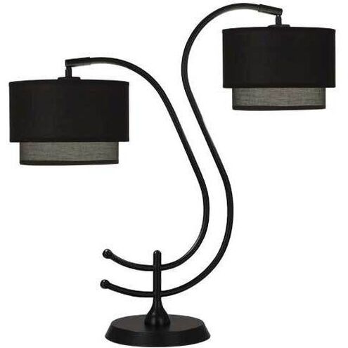 Charlee 25 inch 100.00 watt Matte Black Powder Coat Table Lamp Portable Light in Raven Black