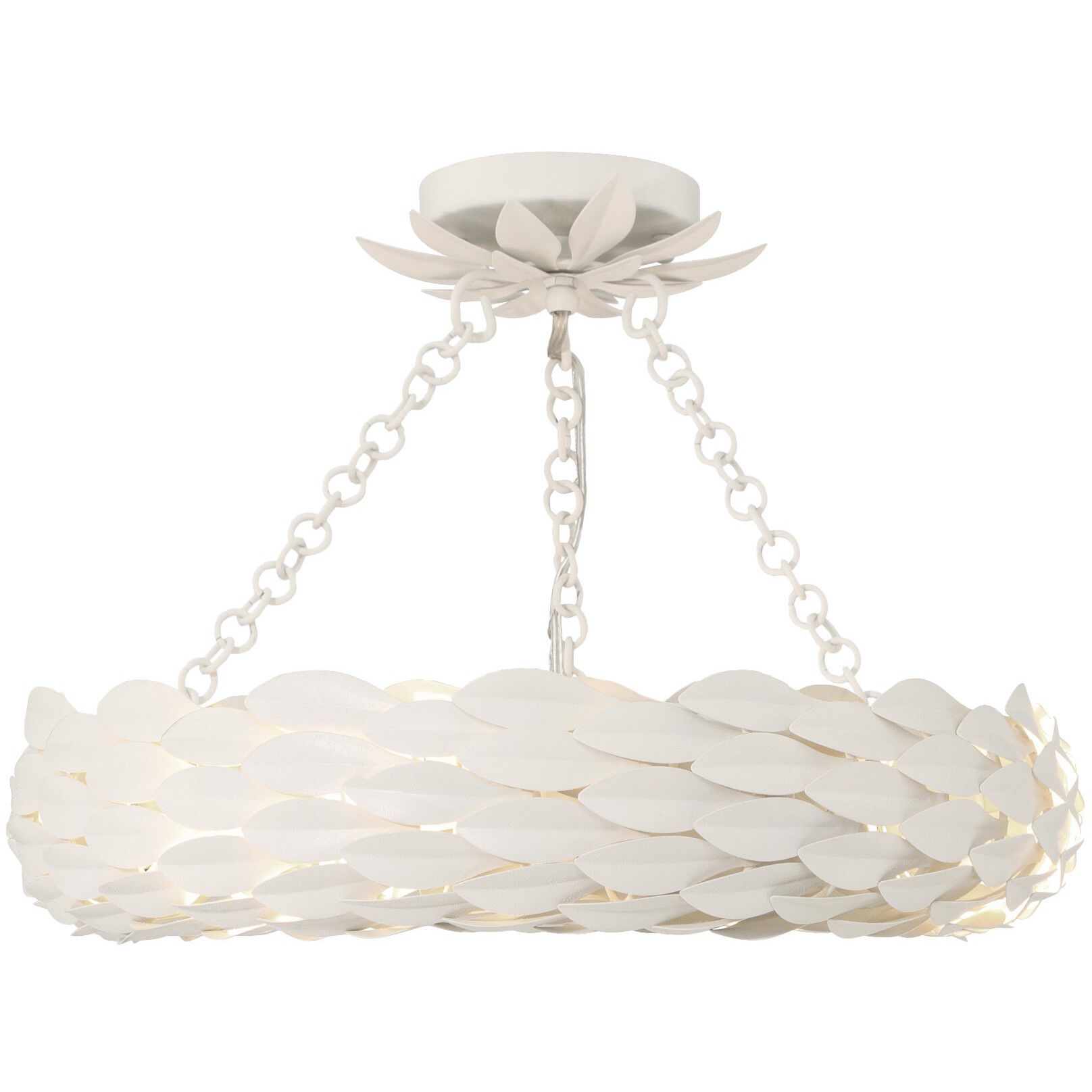 Broche 6 Light 18 inch Matte White Semi Flush Ceiling Light