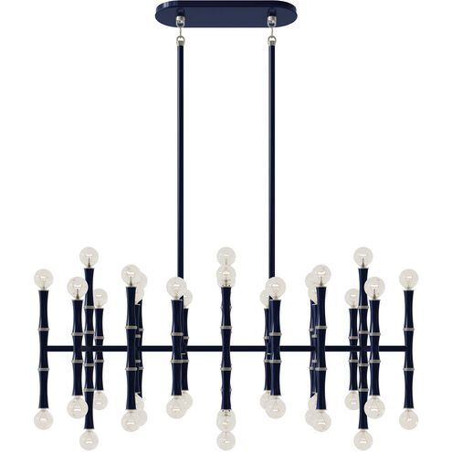 Kane LED 38.25 inch Midnight Blue with Polished Nickel Pendant Ceiling Light