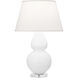Double Gourd 30 inch 150.00 watt Matte Daisy Glazed Ceramic with Lucite Table Lamp Portable Light in Pearl Dupioni
