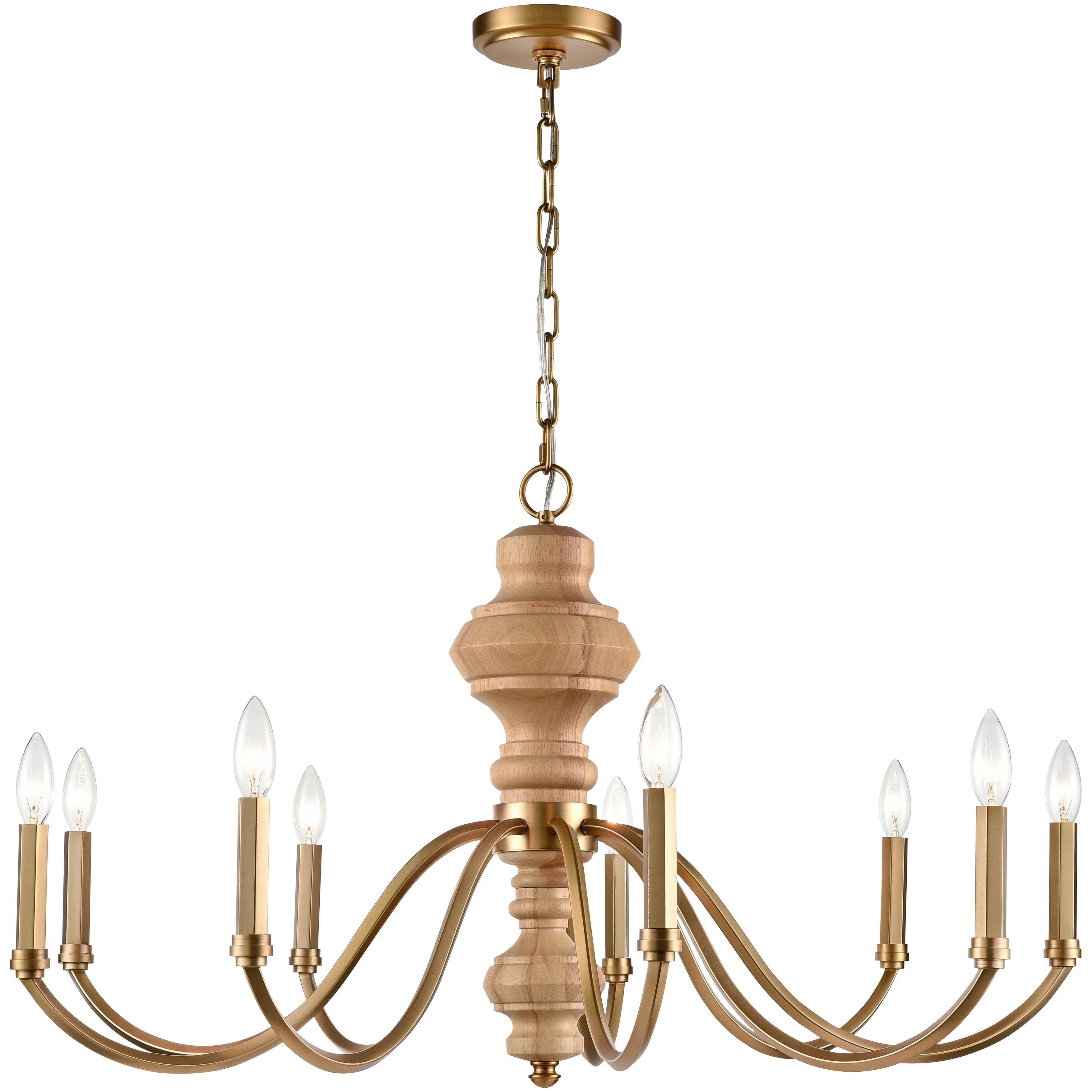 French Country 9 Light 36 inch Natural Brass Chandelier Ceiling Light, Converts to Semi Flush