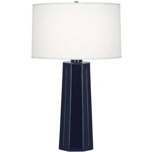 Robert Abbey Mason 26 inch 150 watt Midnight Blue with Polished Nickel Table Lamp Portable Light in Oyster Linen MB960 - Open Box