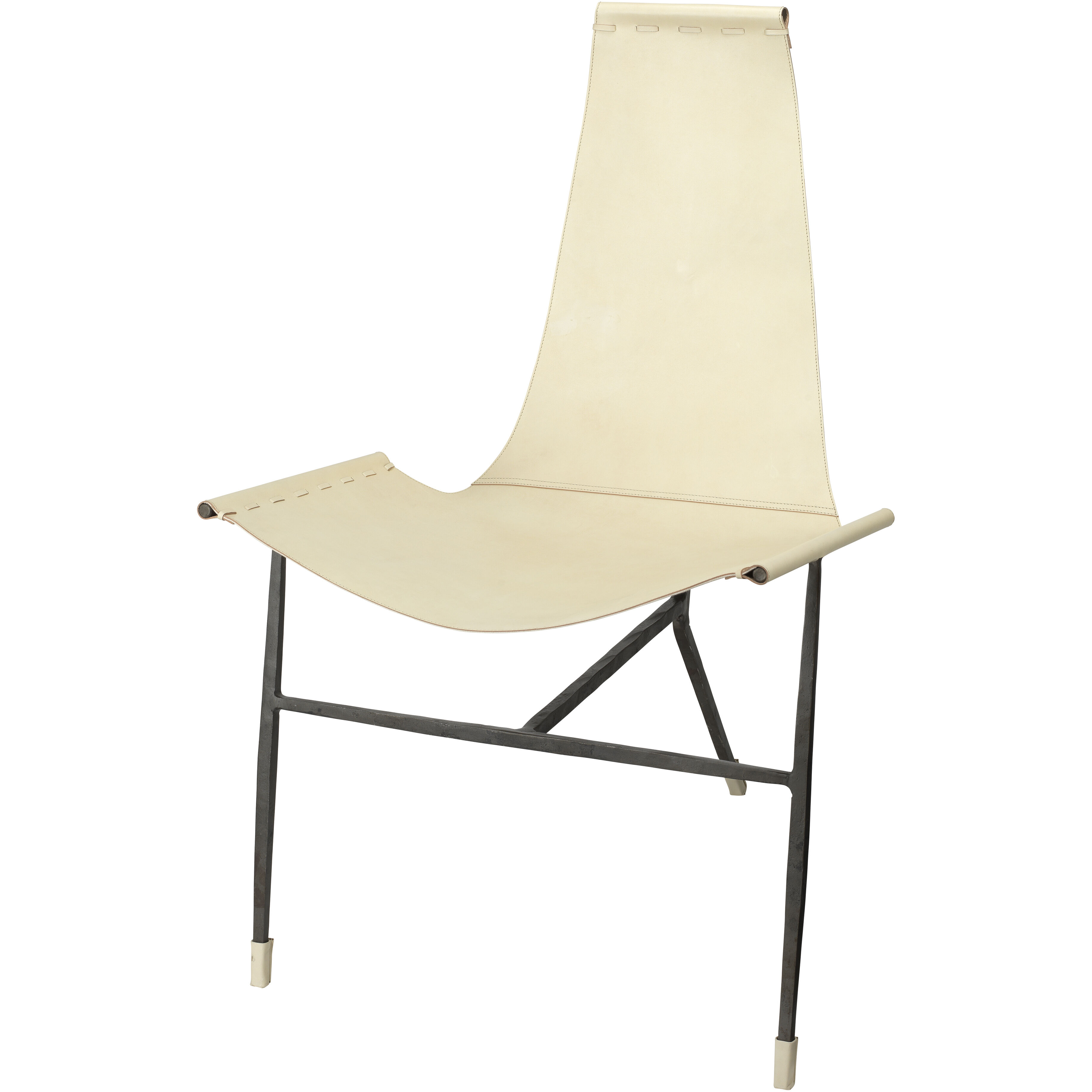 Abilene Off White and Black Forged Iron Lounge Chair