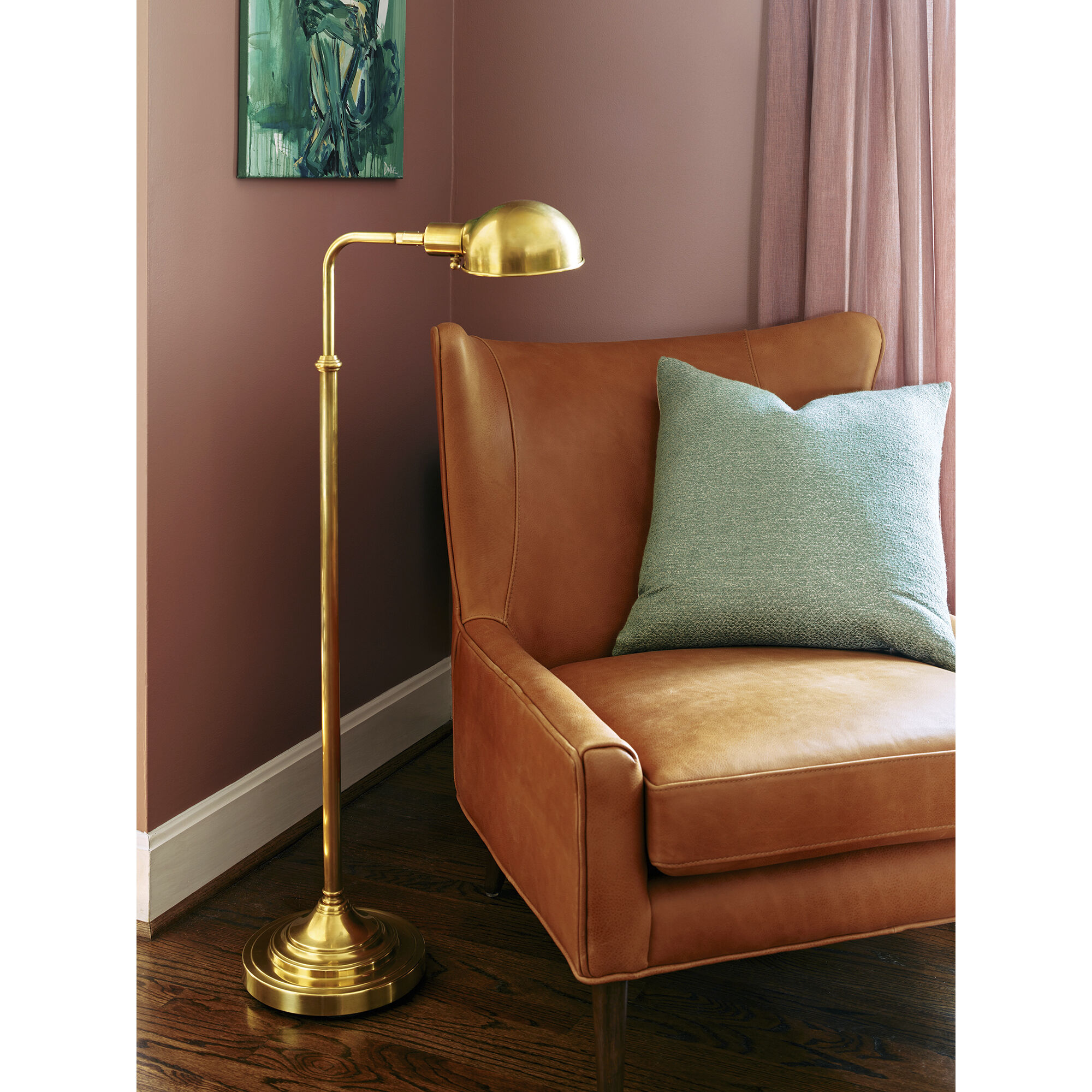 Kinetic 55 inch 60 watt Antique Brass Floor Lamp Portable Light