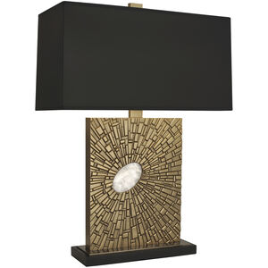 Goliath 27 inch 100 watt Antiqued Modern Brass with White Rock Crystal Table Lamp Portable Light