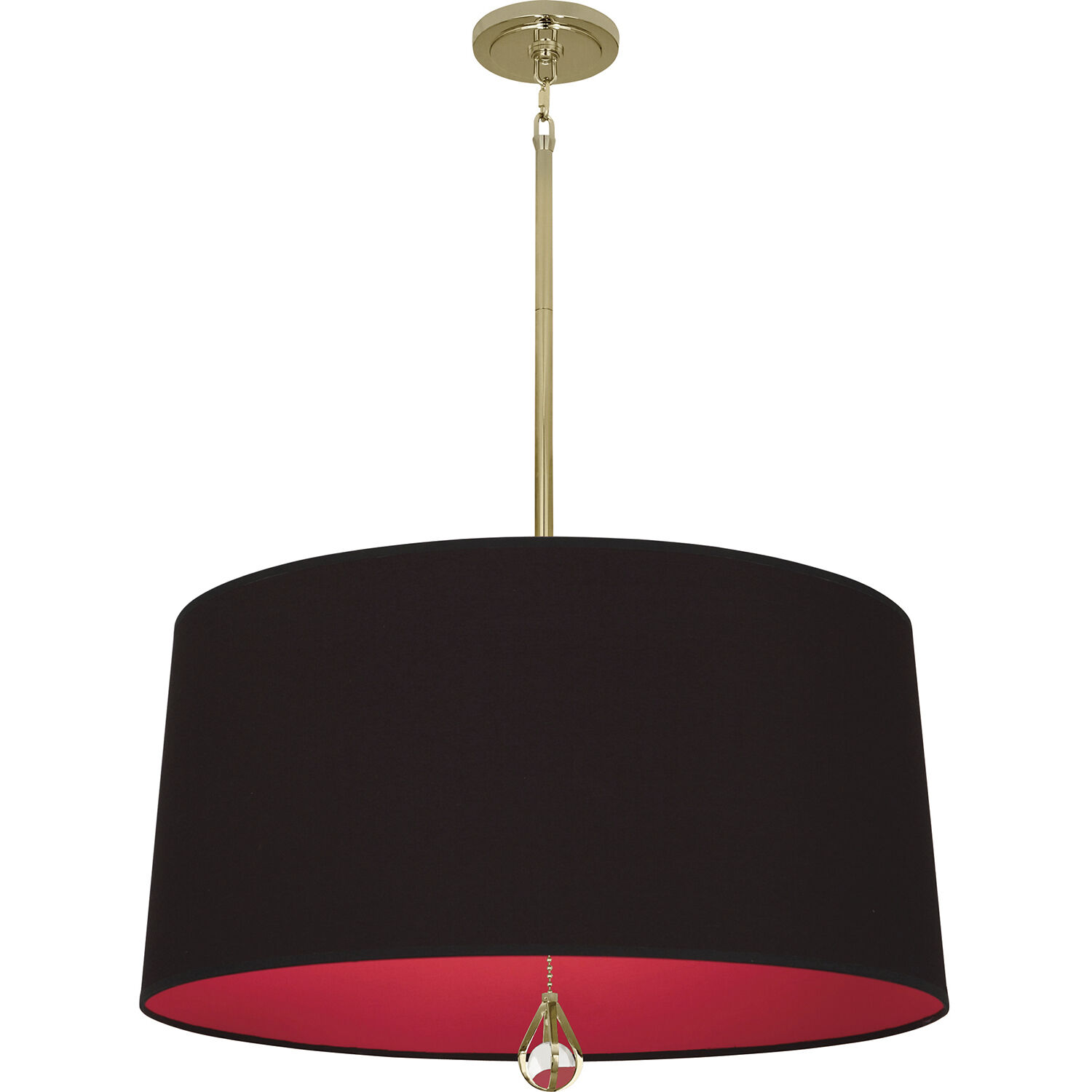 Williamsburg Custis 3 Light 15 inch Modern Brass Pendant Ceiling Light in Blacksmith Black With Richmond Red