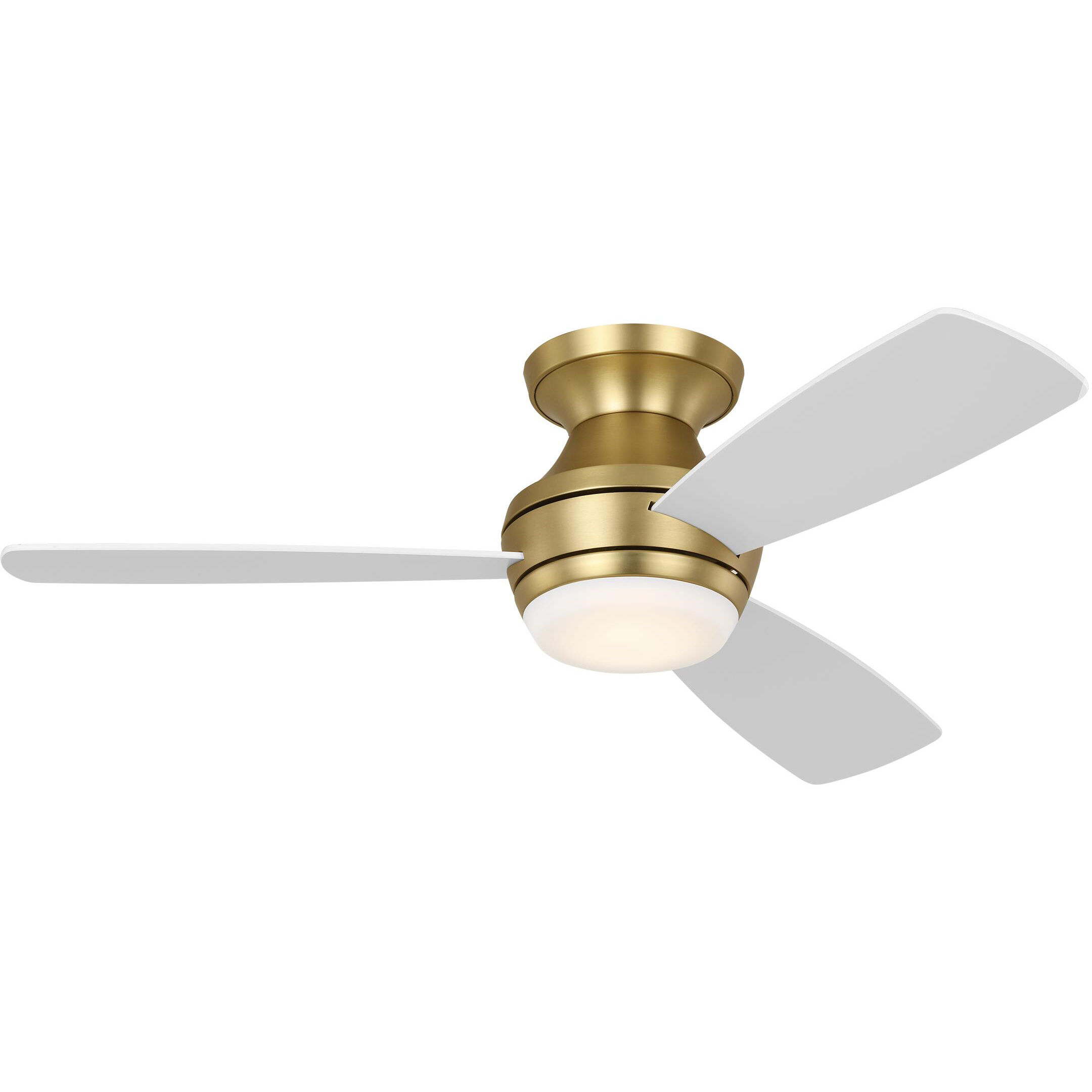 Ikon 44 Hugger LED 44 inch Burnished Brass with Matte White Blades Ceiling Fan