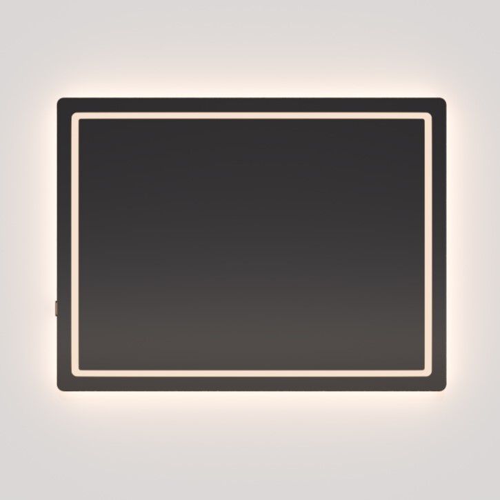 Compact 36 X 24 inch Black LED Lighted Mirror, Vanita by Oxygen