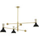 Clare 3 Light 55 inch Obsidian and Bone with Modern Brass Pendant Ceiling Light