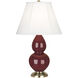 Small Double Gourd 22.75 inch 150.00 watt Oxblood Accent Lamp Portable Light in Ivory Silk