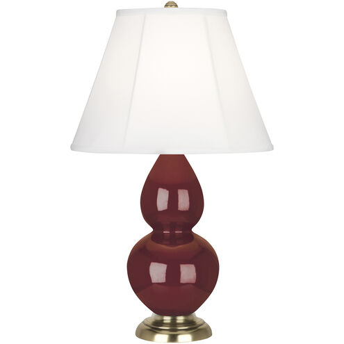 Small Double Gourd 22.75 inch 150.00 watt Oxblood Accent Lamp Portable Light in Ivory Silk