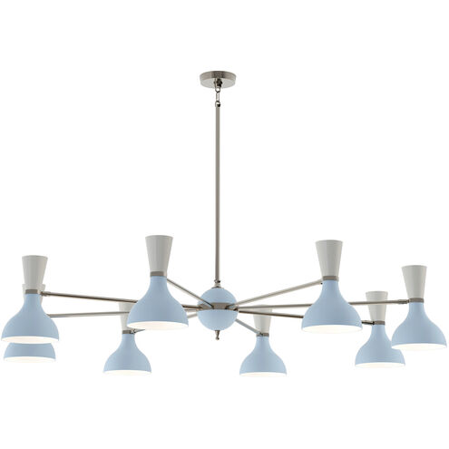 Clare LED 57 inch Polished Nickel Chandelier Ceiling Light in Baby Blue and Lily