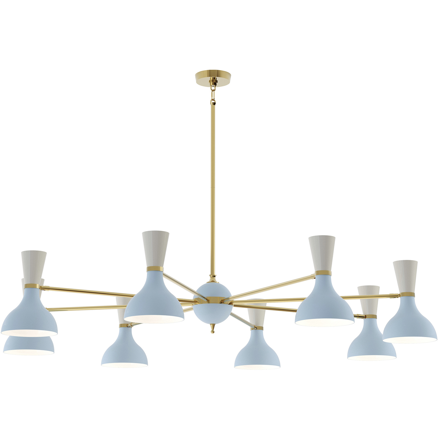 Clare LED 57 inch Modern Brass Chandelier Ceiling Light in Baby Blue and Lily