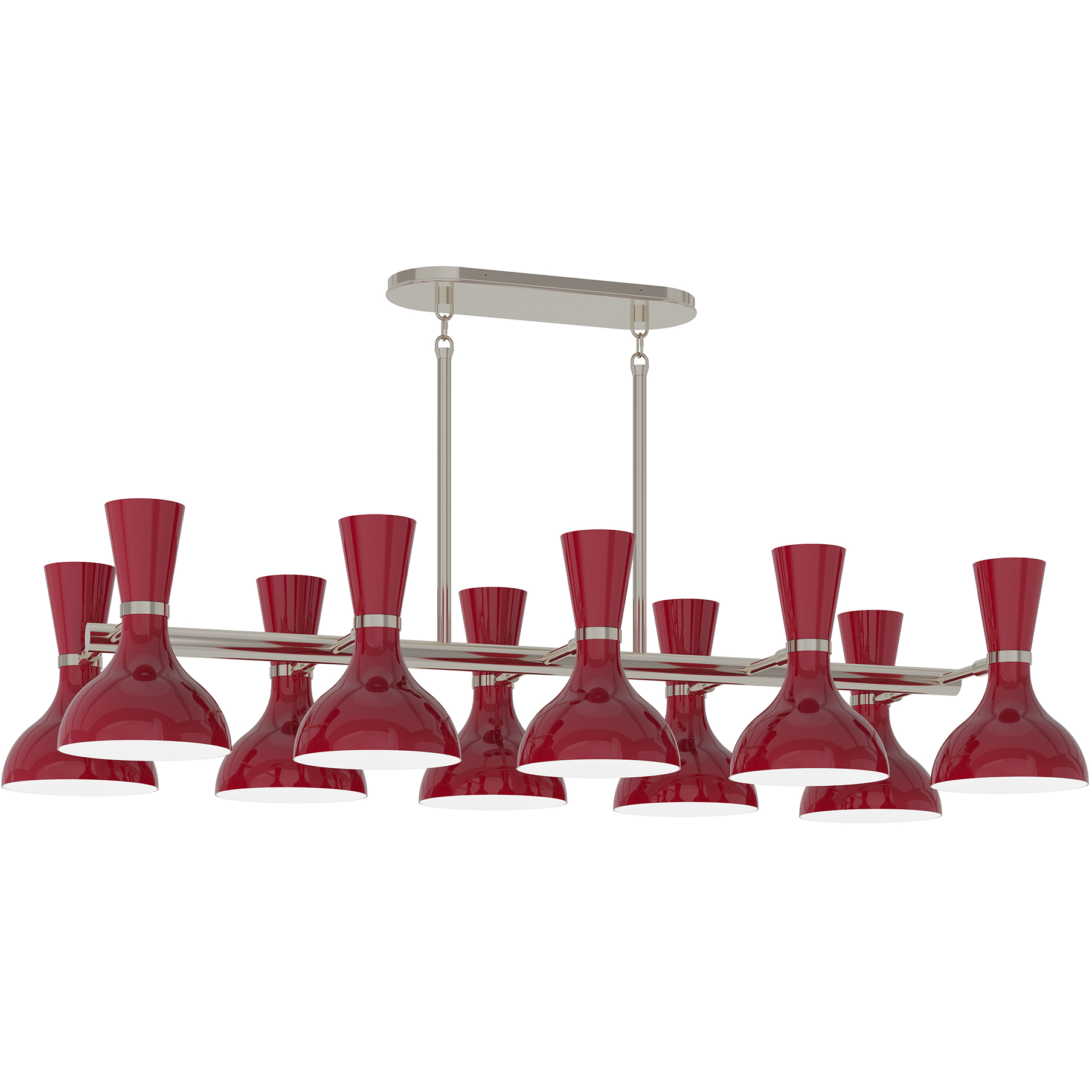Clare 10 Light 45.75 inch Polished Nickel Chandelier Ceiling Light in Oxblood