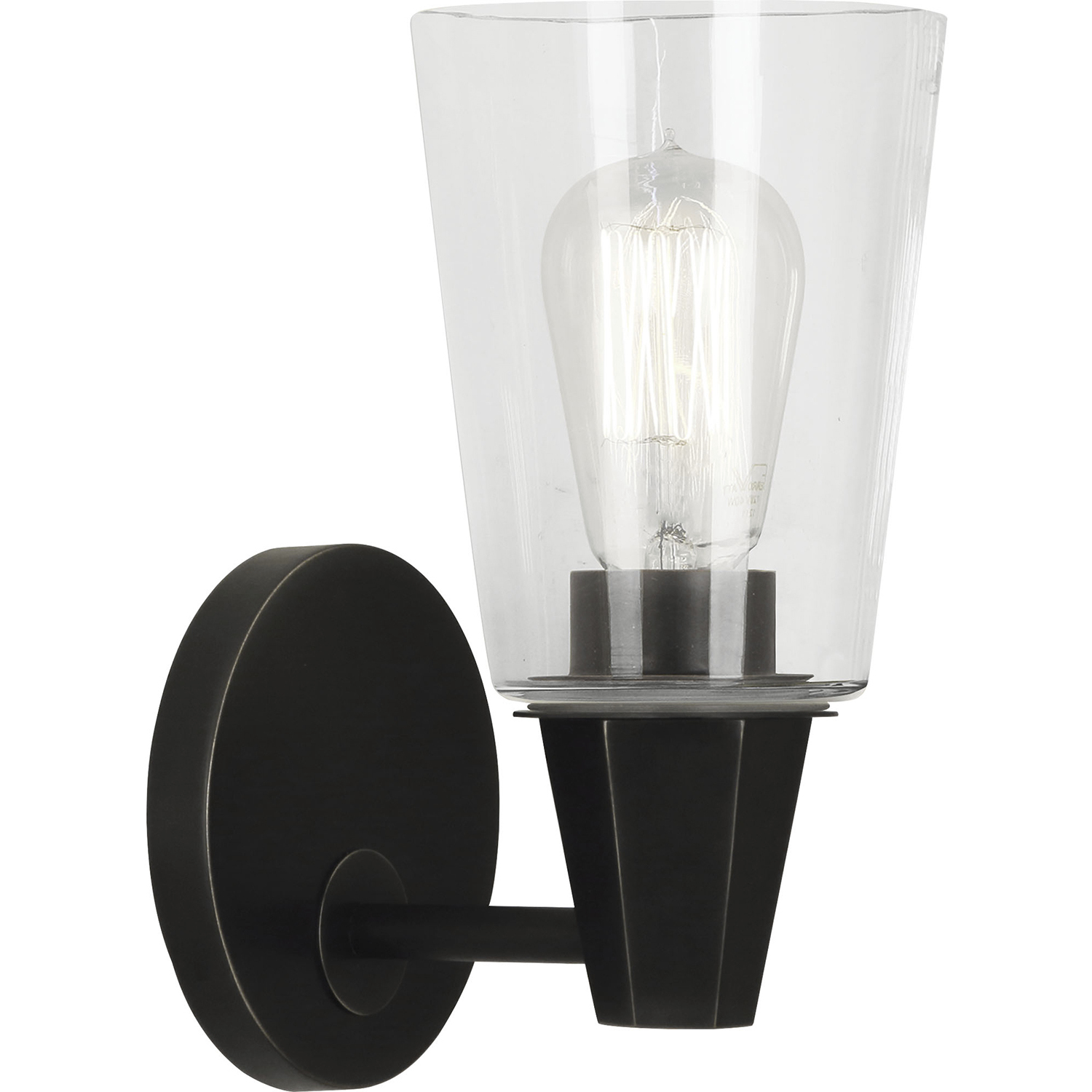 Wheatley 1 Light 5 inch Deep Patina Bronze Wall Sconce Wall Light in Clear Glass