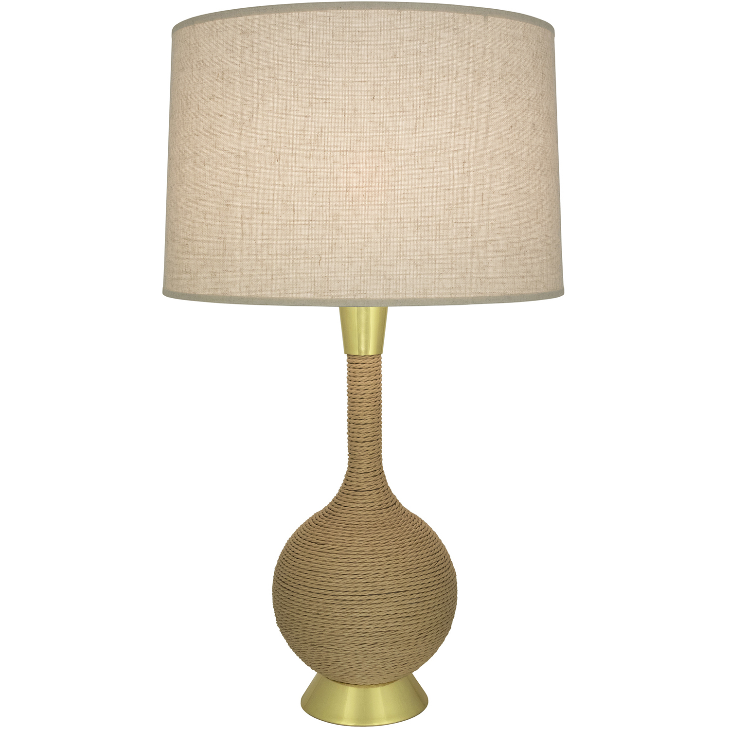 Hatteras 30 inch 150 watt Natural Rope with Modern Brass Table Lamp Portable Light in Heather Linen