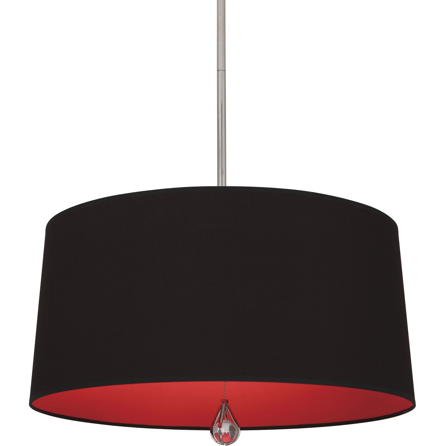 Williamsburg Custis 3 Light 25.5 inch Polished Nickel Pendant Ceiling Light in Blacksmith Black With Richmond Red