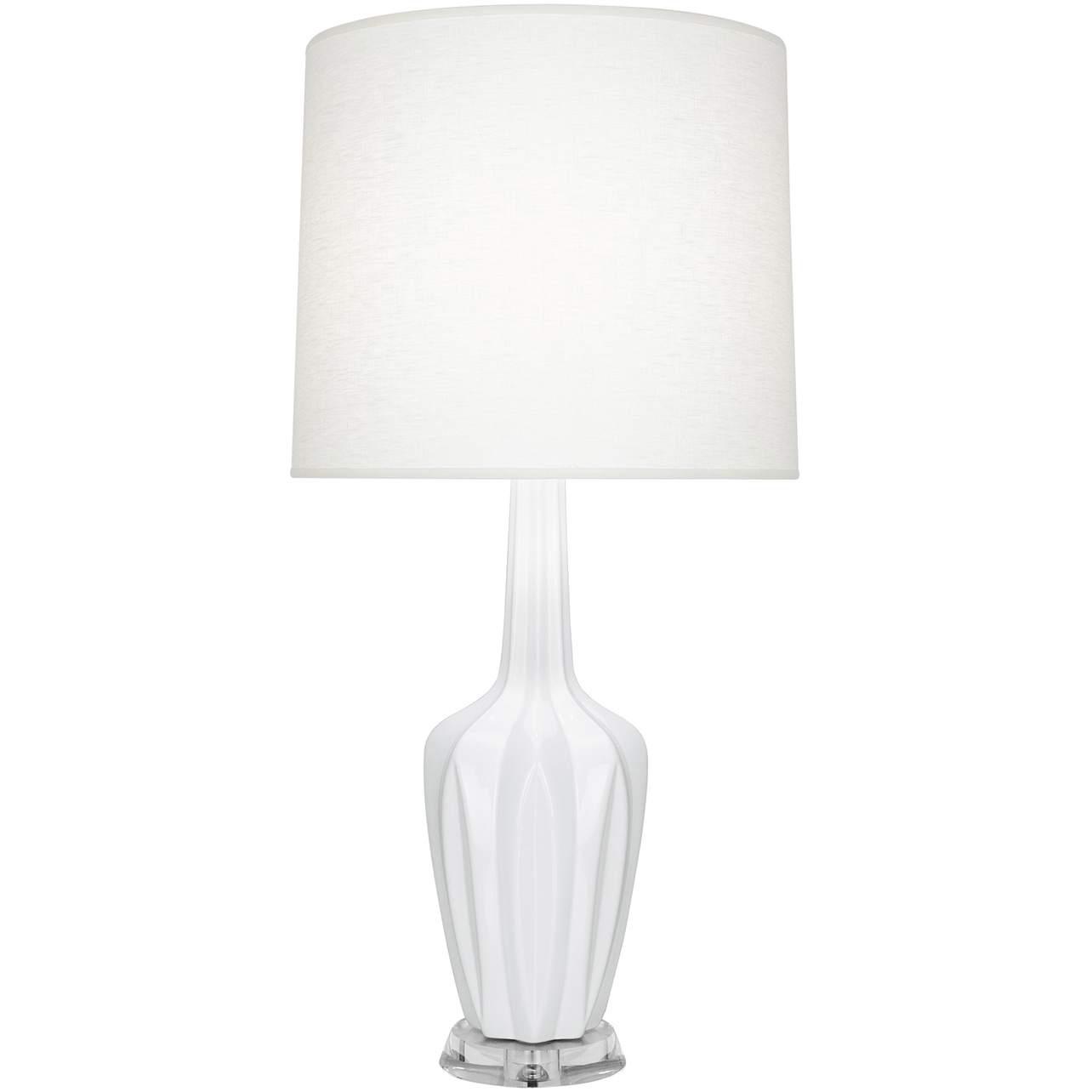 Small Emma 30 inch 150 watt Daisy Glazed Ceramic with Polished Nickel and Lucite Accent Lamp Portable Light