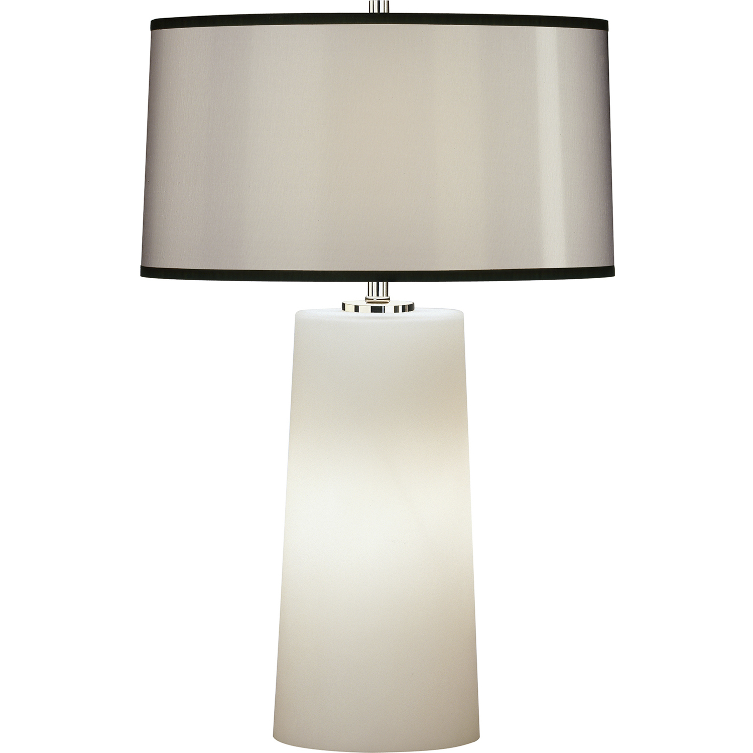 Rico Espinet Olinda 22.75 inch 100 watt Frosted White Cased Glass Accent Lamp Portable Light in Black Organza, with Night Light