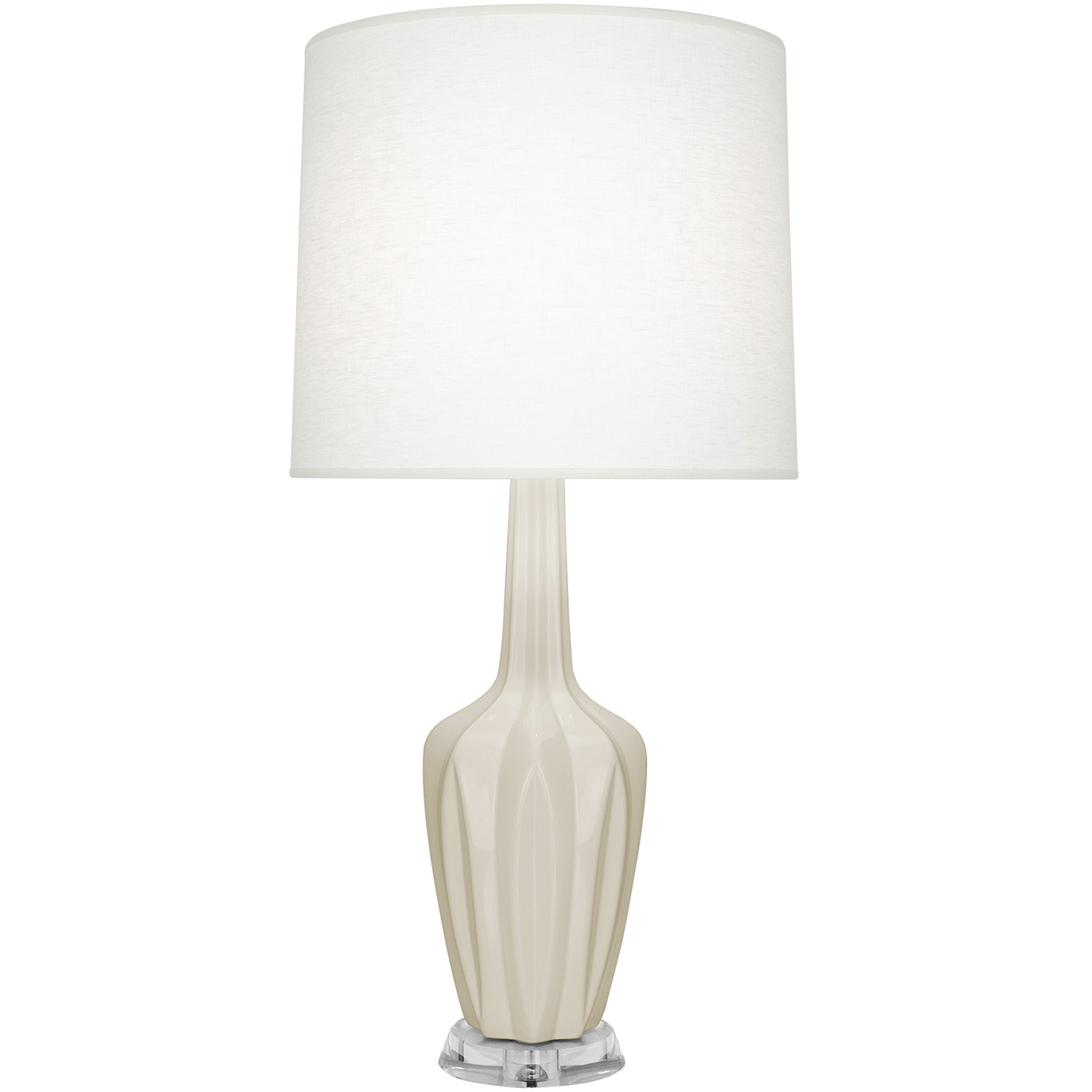 Small Emma 30 inch 150 watt Bone Glazed Ceramic with Polished Nickel and Lucite Accent Lamp Portable Light