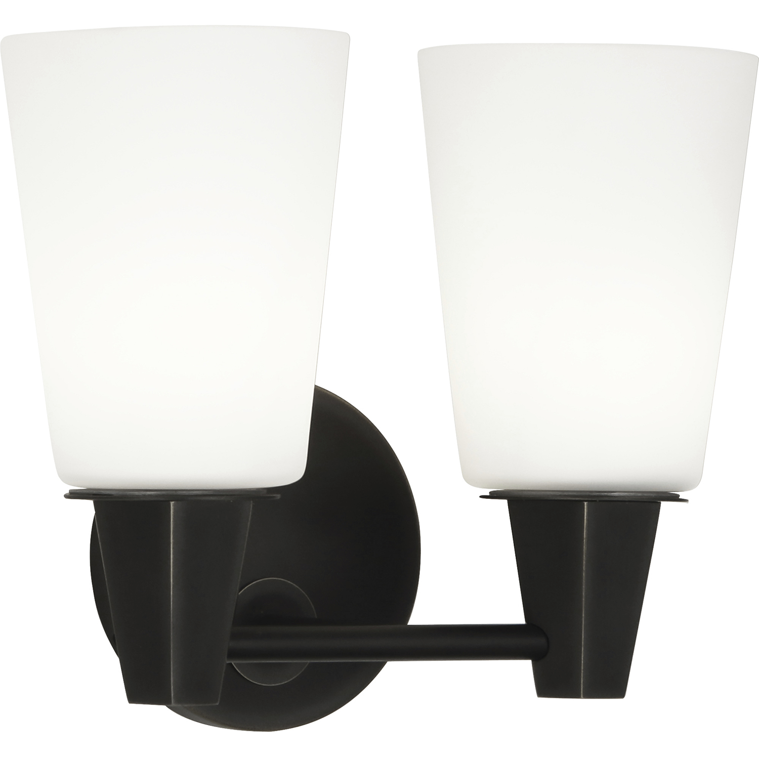 Wheatley 2 Light 11 inch Deep Patina Bronze Wall Sconce Wall Light in Cased White Glass