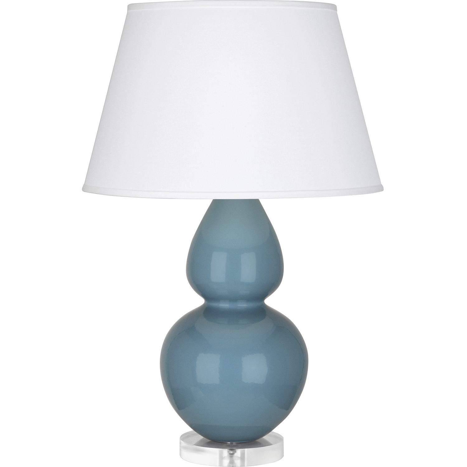 Robert Abbey Double Gourd 30 inch 150 watt Steel Blue Table Lamp Portable Light in Lucite, Pearl Dupioni OB23X - Open Box