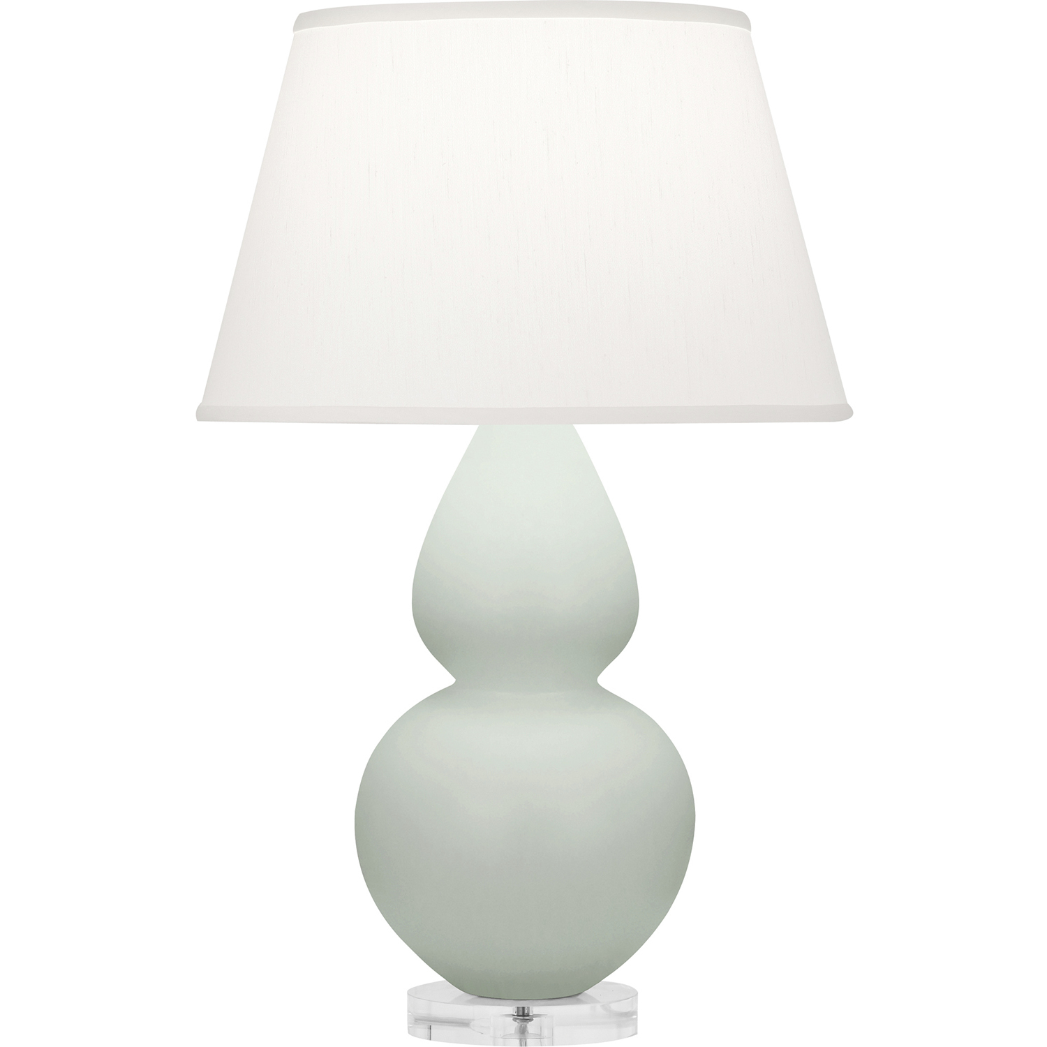 Double Gourd 30 inch 150 watt Matte Celadon Glazed Ceramic with Lucite Base Table Lamp Portable Light in Pearl Dupioni