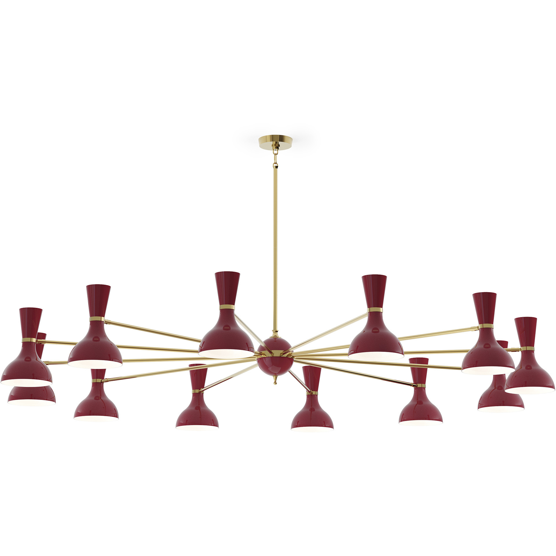 Clare 12 Light 76 inch Modern Brass Chandelier Ceiling Light in Oxblood