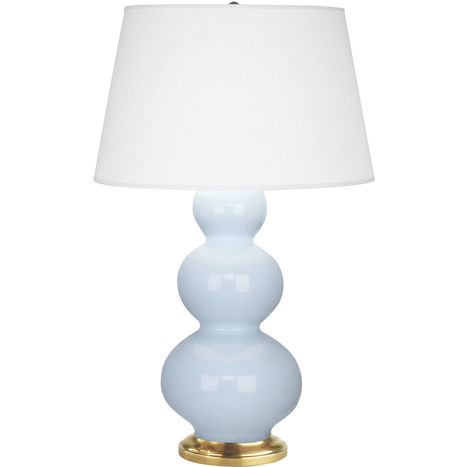 Triple Gourd 32.75 inch 150 watt Baby Blue Table Lamp Portable Light in Antique Natural Brass